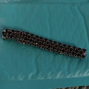 Sapphire Bracelet, 925FAS 34 CT - 3 rows 71/4” with 4 prongs holding each stone